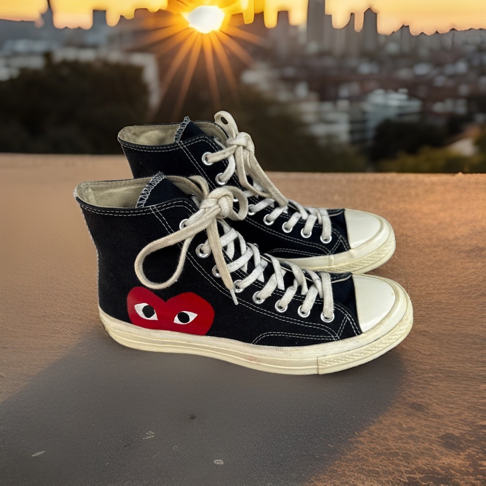 Converse Chuck Taylor All Star High BLACK Comme des Garcons Play Sneakers Mens 7